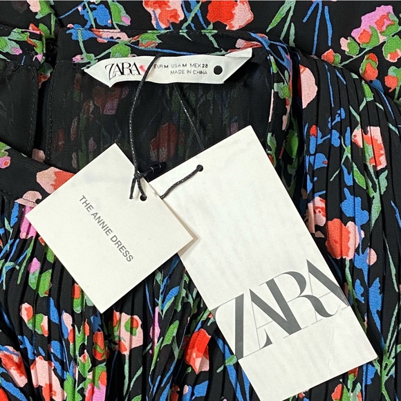 NWT Zara The Annie Dress Floral Pleated Dress Sz M - Picture 10 of 16